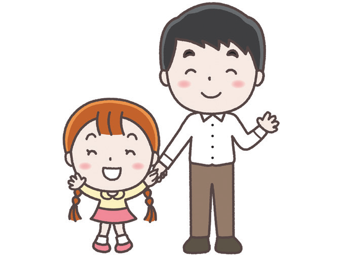 親子（父と娘）のイラスト