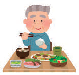 食事をとる高齢男性のイラスト