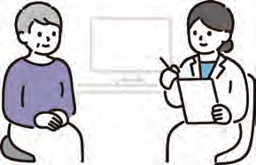 医師の問診を受ける女性のイラスト