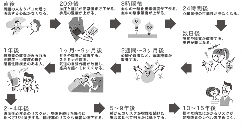 禁煙による健康への効果は最後の1本をやめた直後から！
