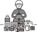 防災グッズを準備する人のイラスト