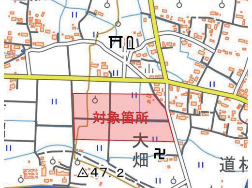 桑折町大字伊達崎字下門田~伊達崎字上門田地内の対象箇所地図