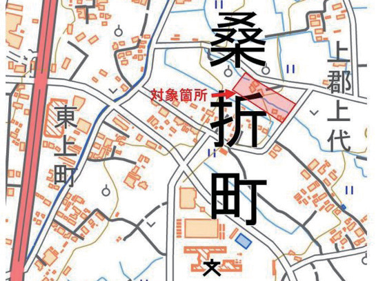 桑折町大字上郡字常水地内の対象箇所地図