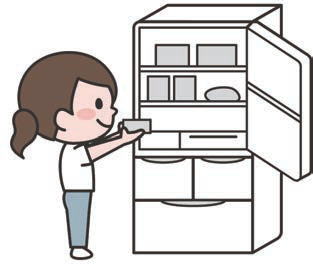 食品を冷蔵庫で保存するイラスト
