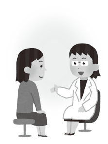 医師の問診を受ける女性のイラスト