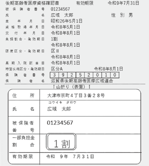 資格確認書（薄緑色）